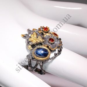 уникальный серебряный перстень со звёздчатым сапфиром