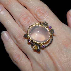 кольцо с розовым кварцем купить в Украине