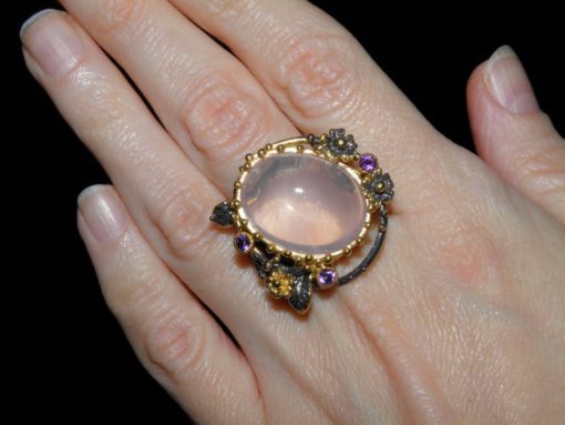 кольцо с розовым кварцем купить в Украине