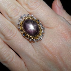 Серебряное кольцо с натуральным звёздчатым рубином