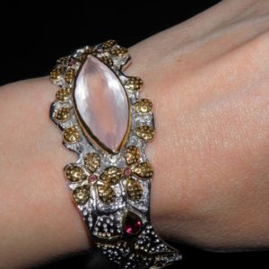Авторский серебряный браслет с розовым кварцем