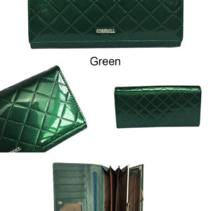зелёный лакированный кожаный кошелёк
