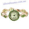 Серебряные часы-браслет с хромдиопсидом