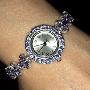 Серебряные часы/браслет с танзанитами
