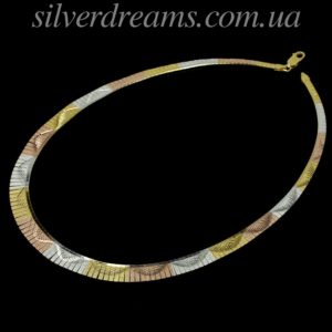 Серебряная цепь/ожерелье в трёхцветной позолоте