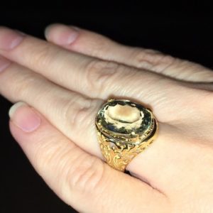 Серебряный перстень с крупным празиолитом