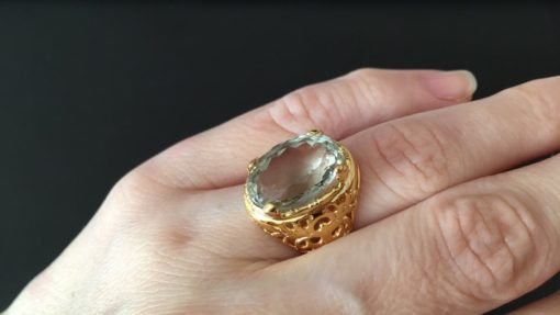 Серебряное кольцо с крупным празиолитом