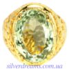 Серебряное кольцо с зелёным аметистом