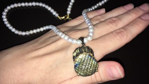 Серебряное ожерелье Жемчуг Лабрадорит