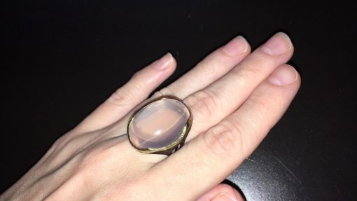 Серебряное кольцо с крупным розовым кварцем