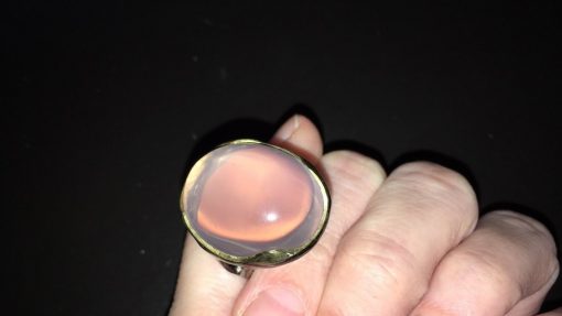 Серебряный перстень с крупным розовым кварцем