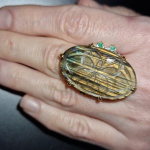 Перстень серебро натуральный лабрадорит