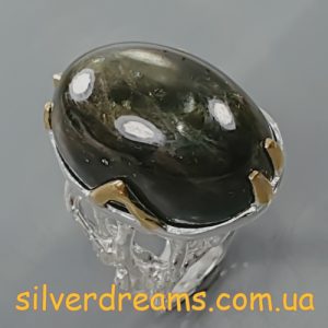 Перстень серебро натуральный звёздчатый сапфир