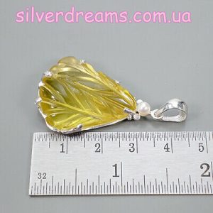 Кулон серебро натуральный лимонный кварц