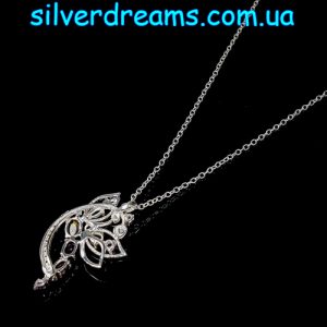Ожерелье серебро чёрный радужный опал