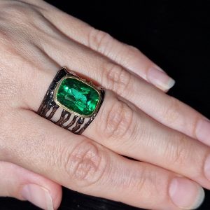 Кольцо серебро природный зелёный топаз