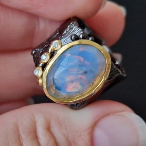 Кольцо серебро натуральный эфиопский опал