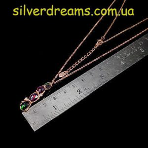 Ожерелье серебро натуральный радужный чёрный опал