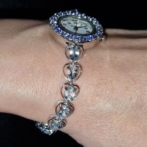 Часы/браслет серебро природный аквамарин и танзанит