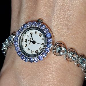 Часы/браслет серебро натуральный аквамарин и танзанит