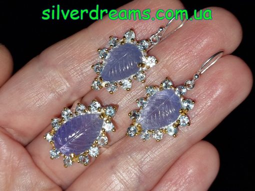 Комплект серебро природный танзанит и голубой топаз