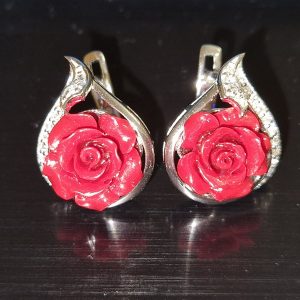 Серьги Розы из полимерной глины в серебре
