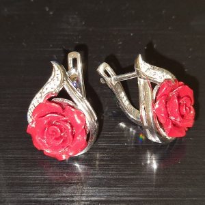 Серебряные серьги Розы