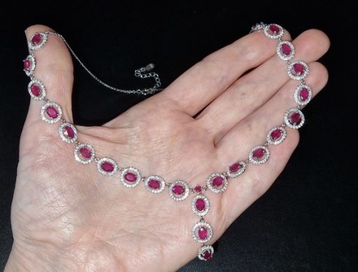Ожерелье серебро натуральный рубин