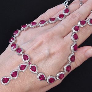 Ожерелье серебро натуральный рубин