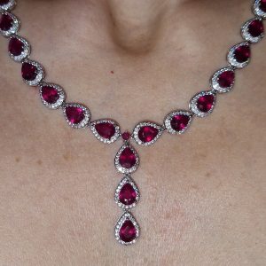 Ожерелье серебро природный рубин