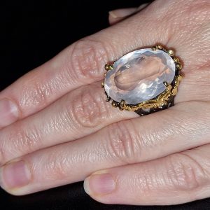 Кольцо серебро натуральный розовый кварц