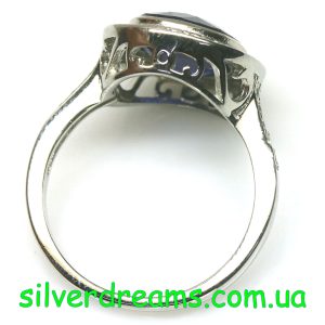 Кольцо серебро натуральный сапфир