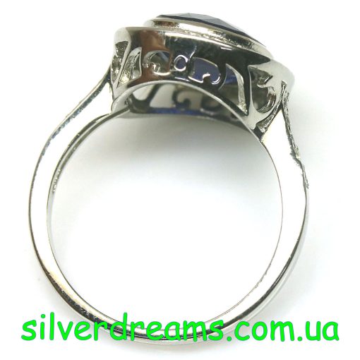 Кольцо серебро натуральный сапфир