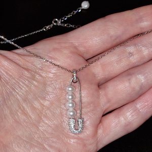 Ожерелье шпилька серебро природный жемчуг