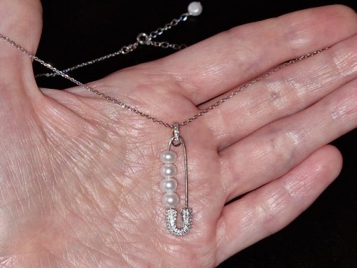 Ожерелье шпилька серебро природный жемчуг