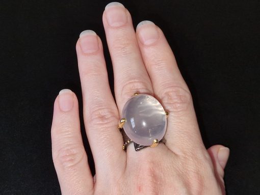 Перстень серебро натуральный розовый кварц