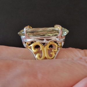 Кольцо серебро натуральный празиолит (зелёный аметист)