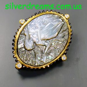 Брошь серебро природный перламутр