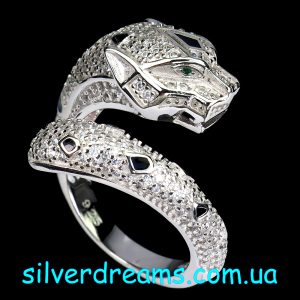 Кольцо из серебра Пантера