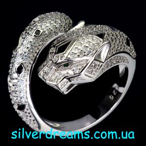 Серебряное кольцо Пантера