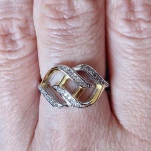 Кольцо серебро позолота фианит