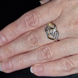 Кольцо серебро позолота фианит