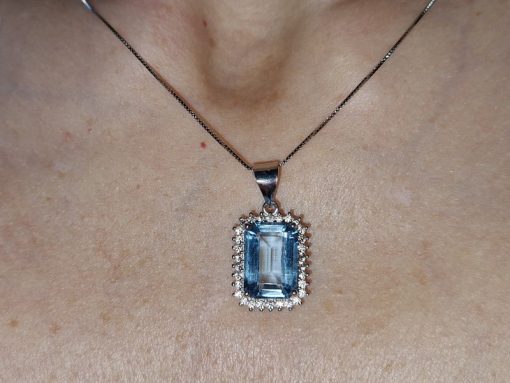 Ожерелье серебро натуральный голубой топаз