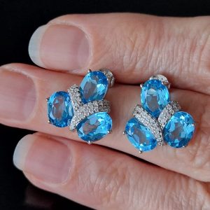 Серьги серебро природный голубой топаз