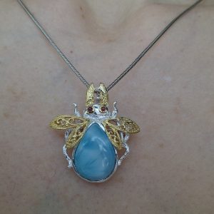 Брошь/кулон серебро природный ларимар