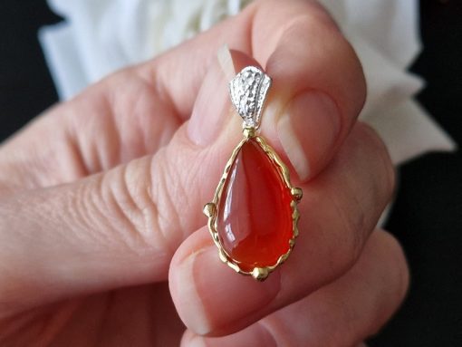 Кулон серебро природный сердолик
