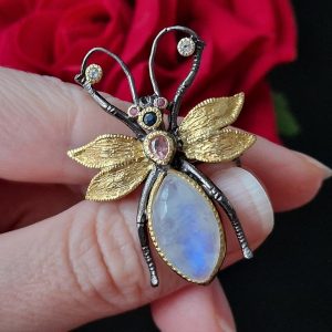 Подвес/брошь серебро натуральный лунный камень адуляр