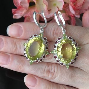 Серьги серебро натуральный лимонный кварц