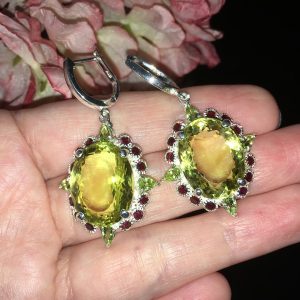 Серьги серебро натуральный лимонный кварц