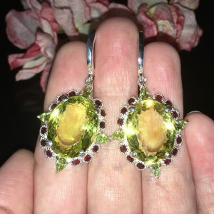 Серьги серебро природный лимонный кварц